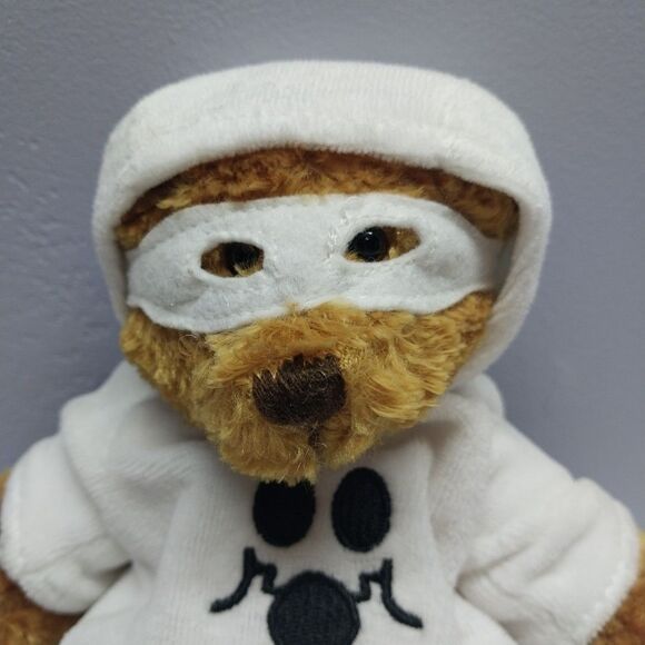 Rare Plushland 2006 Halloween Teddy Bear Ghost Costume Mask Pumpkin Small Plush - Picture 2 of 12